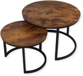 SensaHome Set de Table Basse Ronde - Ensemble de Table Ronde Antique en Bois - Grande Table 58x40cm, Petite Table 43x33cm - Bois