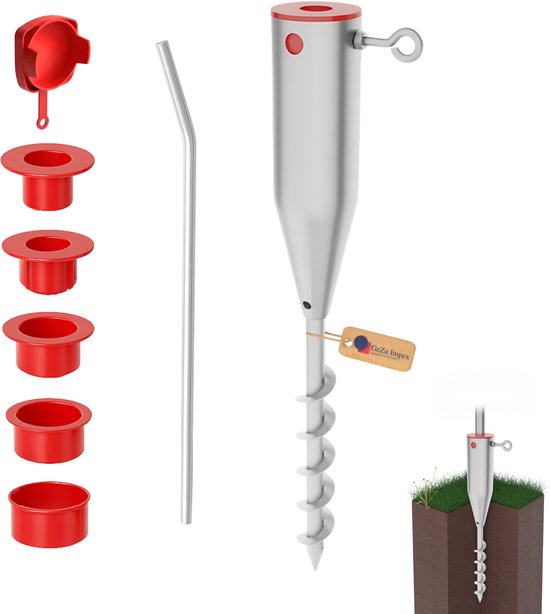 GeZu Impex Pied de parasol universel en métal à visser ⌀ 25 à ⌀ 62 mm Galvanisé à chaud