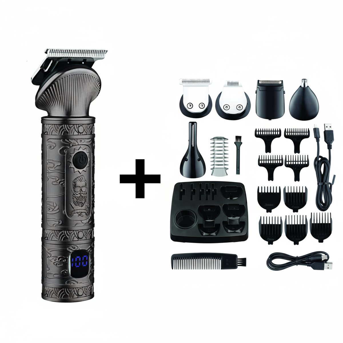 Zilan Apollon 16 in 1 – Professionele Trimmer – Shaver – Grooming Set – LED Display – Draadloos – Snelle Oplaadfunctie – Inclusief 10 Opzetkammen