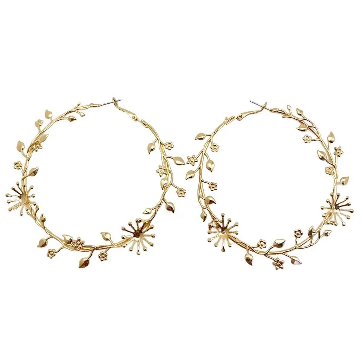 Statement oorbellen - Grote oorringen - Bloemen - Goudkleur - Bohemian