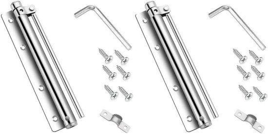 Ferme-portes automatiques - Set de 2, acier inoxydable, ressort réglable, charnière silencieuse, ferme-portes invisibles anti-pincement, pour la maison