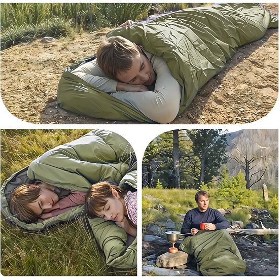 SMH LINE® Slaapzak - Mummy Slaapzak - 3 seizoenen - 10 - 25 °C - Lichtgewicht - ca. 210x75 cm - Incl. Compressiezak - Groen van SMH LINE® — afbeelding 4