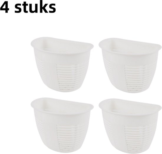 Lot de 4 paniers de rangement muraux sans coutures en plastique, petits paniers suspendus pour chambre à coucher, paniers de rangement de chevet, blanc