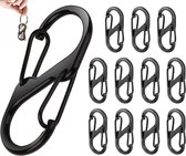 12 Stuks Karabijnhaak Sleutelhangers Met Dubbele Opening - S Karabijn haken - Sleutelringen - Mini Musketon - Musketonhaak - S-vorm Dubbele Clip Sleutelhanger voor Kamperen, Wandelen, Vissen, Reizen