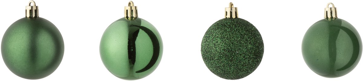 J-Line kerstbal - kunststof - smaragdgroen - doos van 40