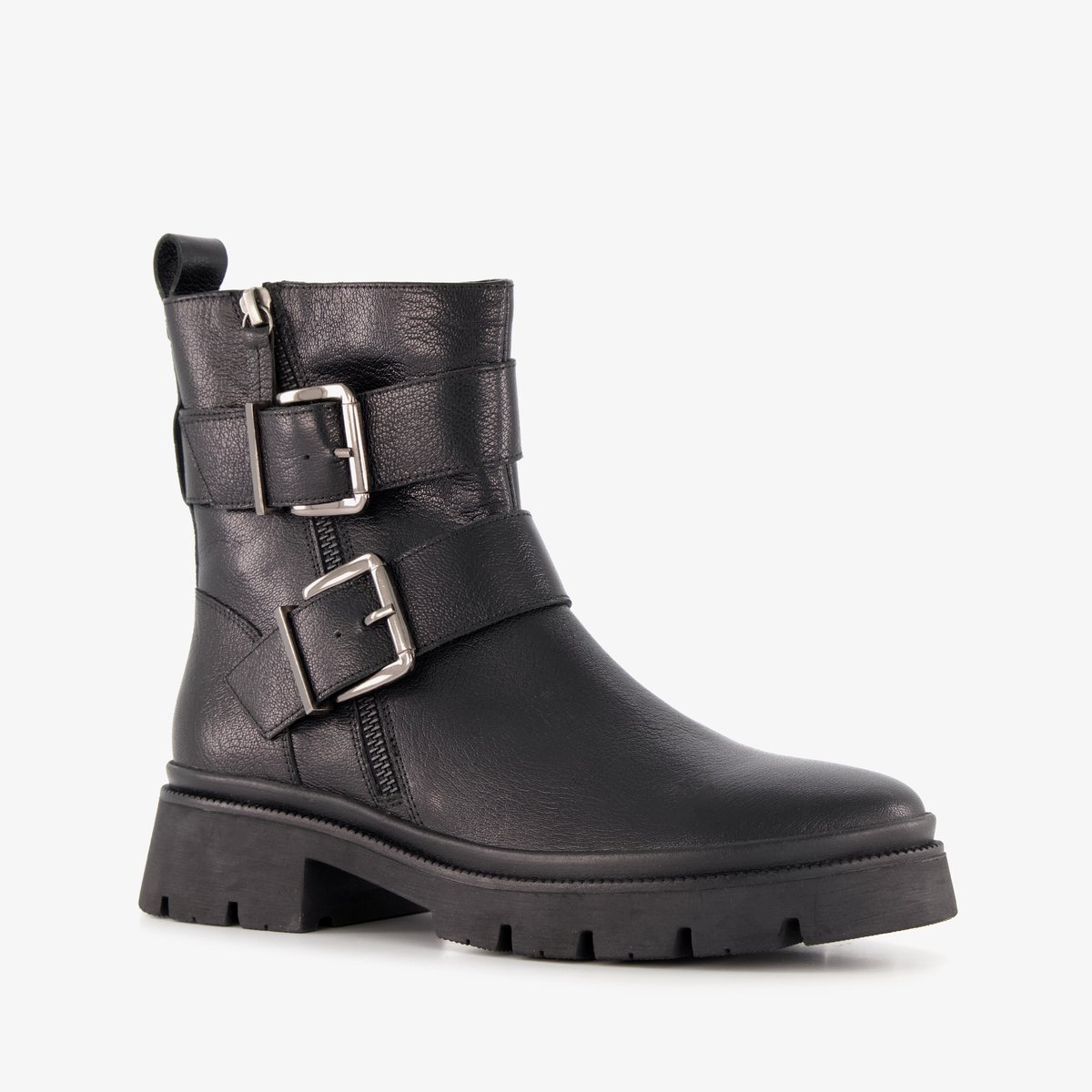 Harper leren dames biker boots zwart - Maat 39 - Uitneembare zool