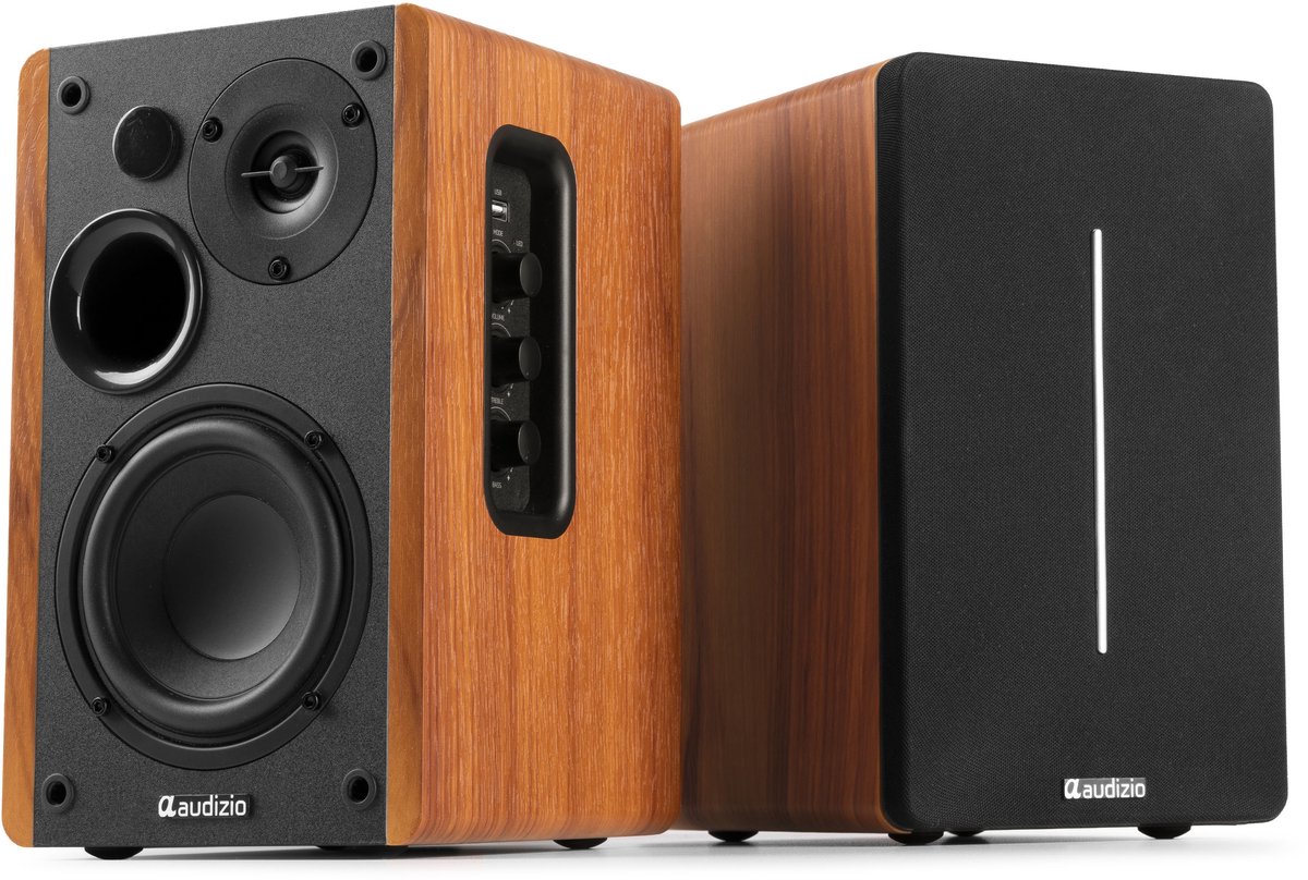 HiFi speakers - Audizio KS01B - Boekenplank speakers - Bluetooth - Houtlook - 120W