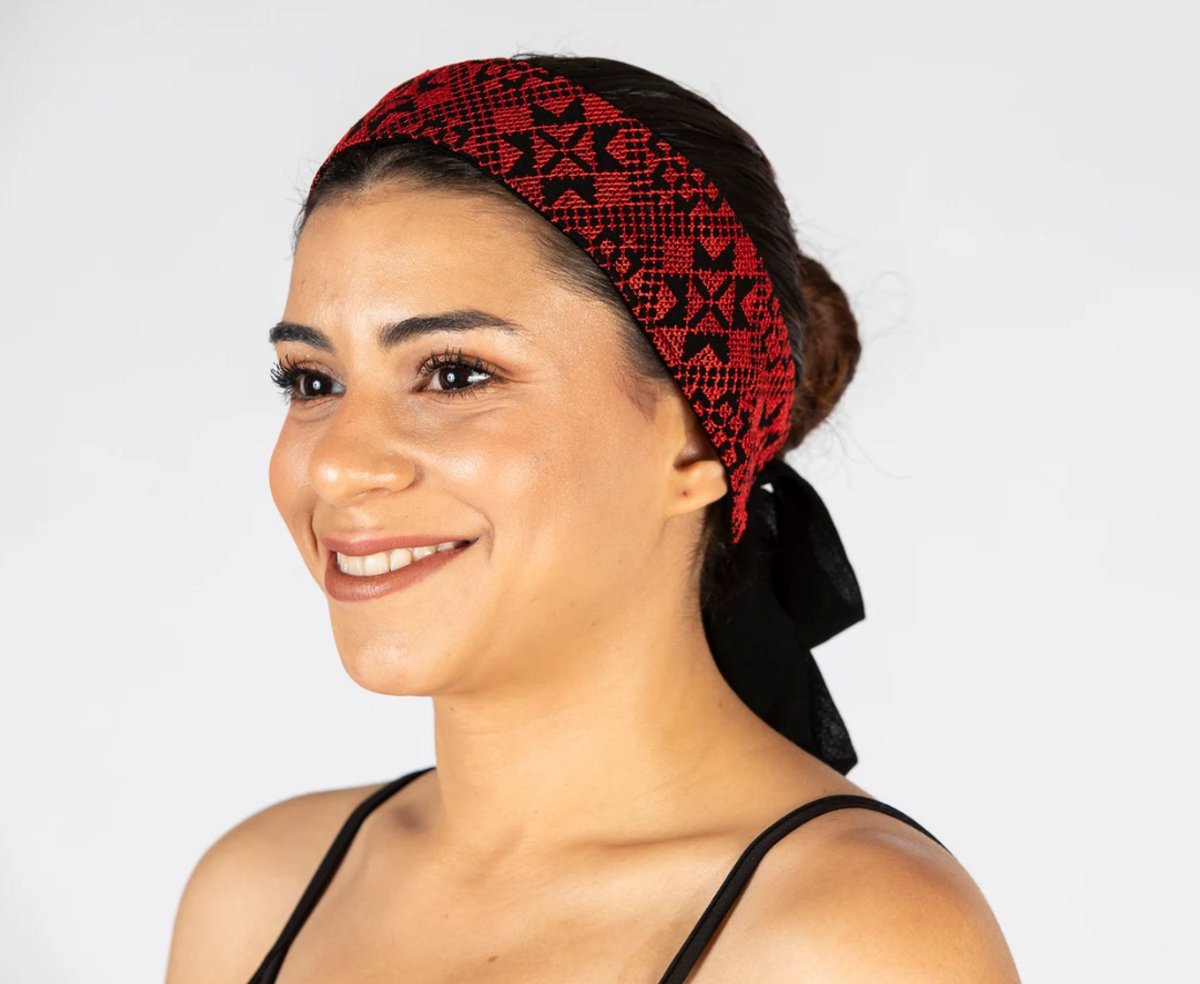Red Palestinian Embroidery Headband - Rode hoofdband met borduurwerk - Palestijnse hoofdband - Bandeau palestinien rouge - Bandeau traditionnel palestinien- Tatreez- Made in Palestine