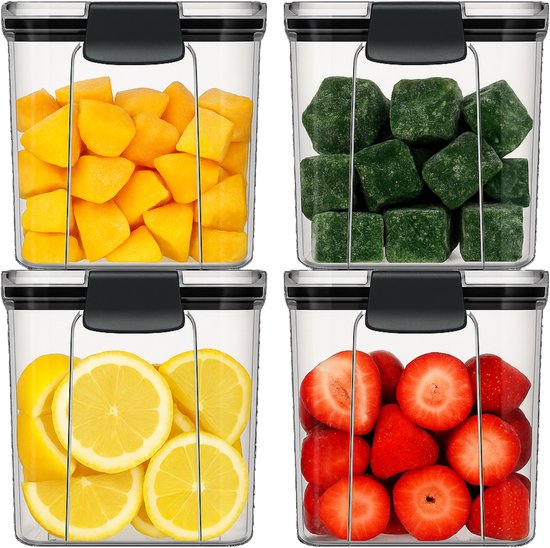 Foto: Sisty organizing voorraadpotten set van 5 950 ml luchtdichte bewaardozen vershoudbakjes voedselcontainers bewaarpotten kunststof bpa vrij stapelbaar transparant voor pasta ontbijtgranen rijst snoep suiker