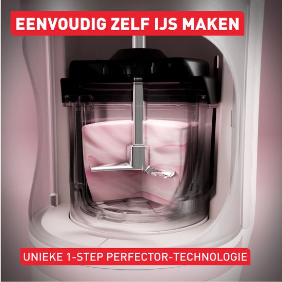 Tefal Dolci IG602A - IJsmachine - 10 Programma's - 1.4L - Automatisch spoelprogramma - Geschikt voor Sorbet en Roomijs