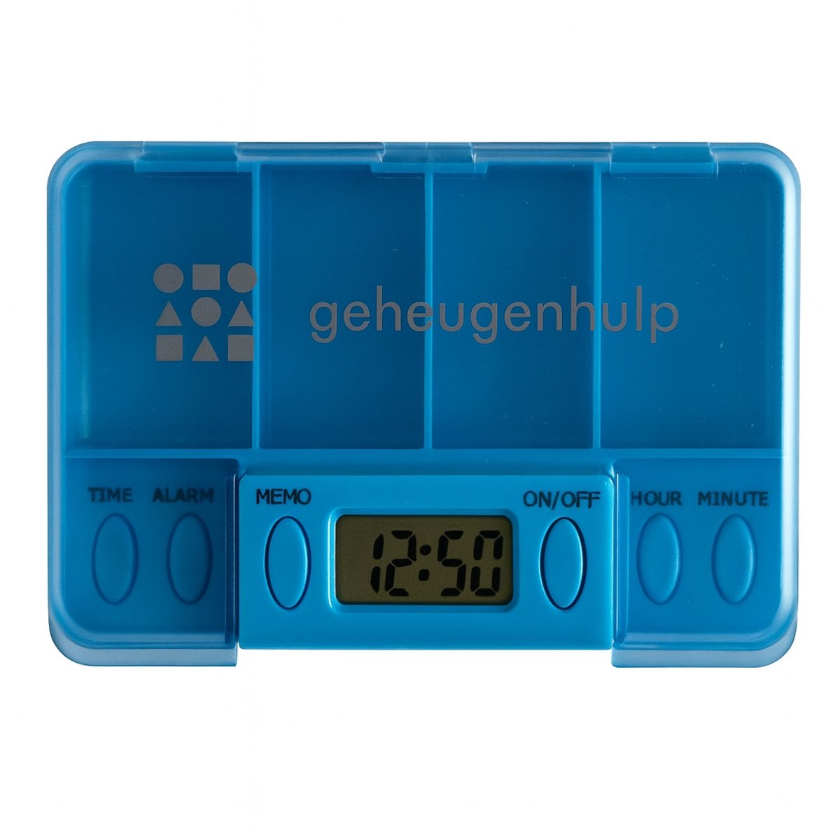 Medicijndoos met 4 alarmen – handig en compact –blauw - Geheugenhulp