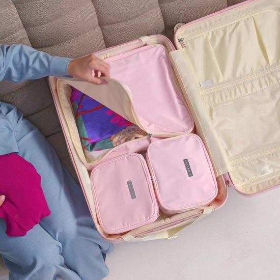 SUITSUIT Fabulous Fifties - Packing Cubes - Set van 3 - Reiskoffer 66 cm - Koffer organizer set - Bagage organizers - Roze Pastel