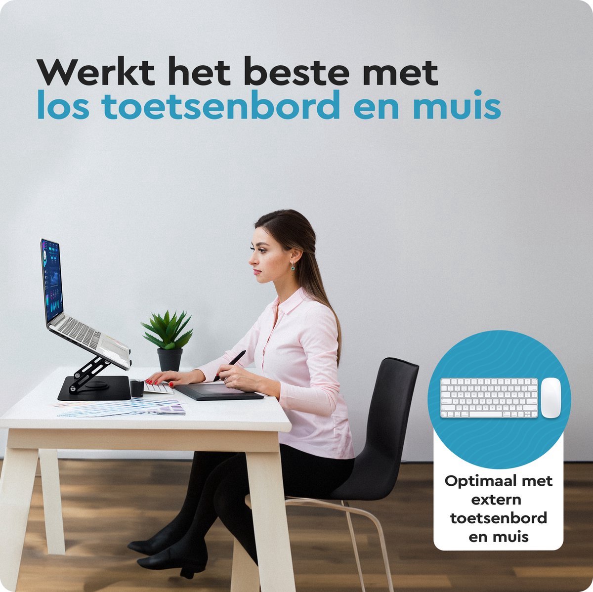 Verstelbare laptop standaard 360° draaibaar 180° kantelbaar, universeel 13-16 inch, ergonomisch, opvouwbaar, anti-slip - Afbeelding 4