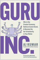 Boekomslag 'Guru, Inc.' met een illustratie van een persoon met zes armen, omringd door social media iconen.