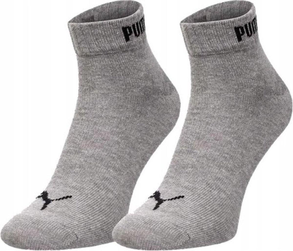 PUMA Sokken Heren cm 2 paar Quarter Sokken – Sportsokken Comfortabel Katoen Grijs