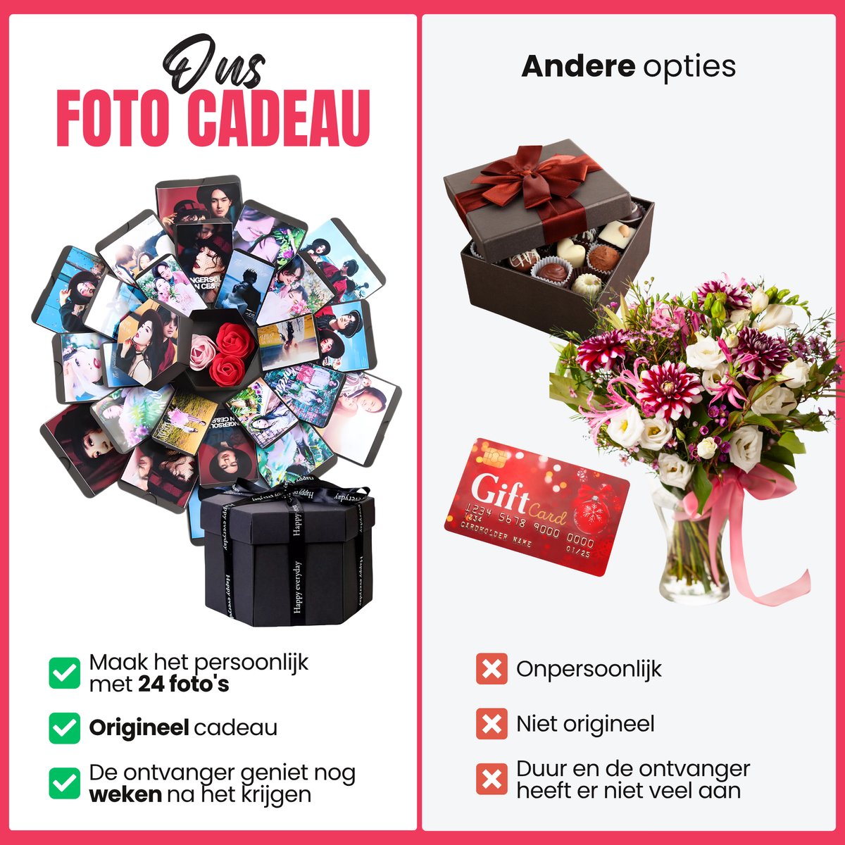 WoniQ Explosion Box - Foto box - Mystery Box - Unieke Geschenkdoos - Explosie box - Foto Doos - Knutselen - Cadeau voor Man en Vrouw - Inclusief Handleiding + Bonus stickervellen en plakband — afbeelding 6
