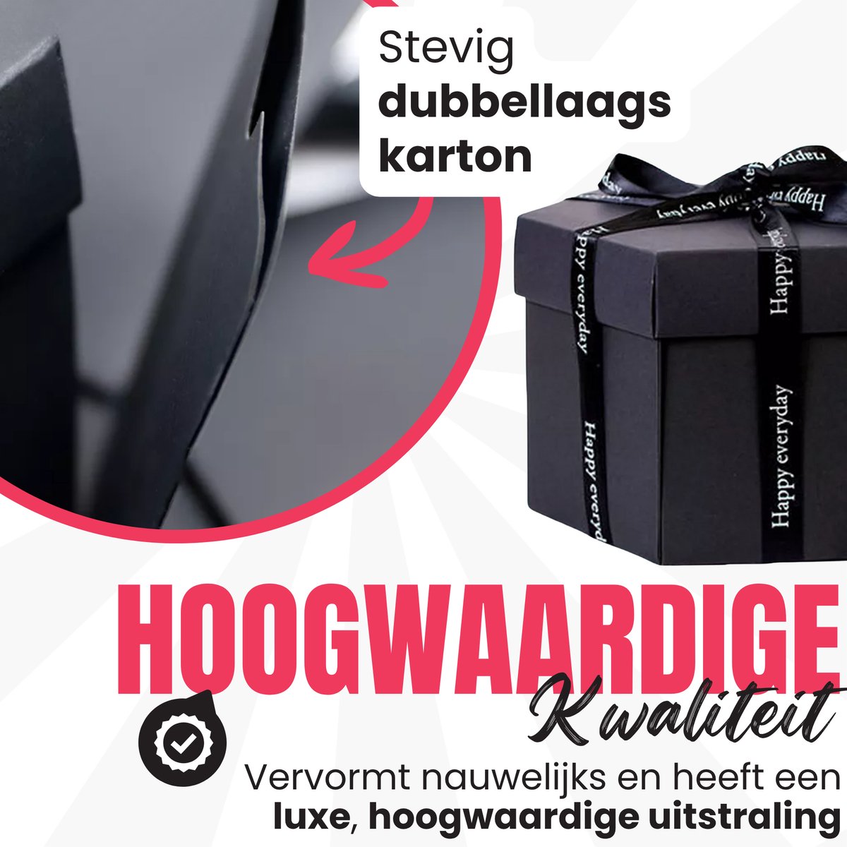WoniQ Explosion Box - Foto box - Mystery Box - Unieke Geschenkdoos - Explosie box - Foto Doos - Knutselen - Cadeau voor Man en Vrouw - Inclusief Handleiding + Bonus stickervellen en plakband — afbeelding 5