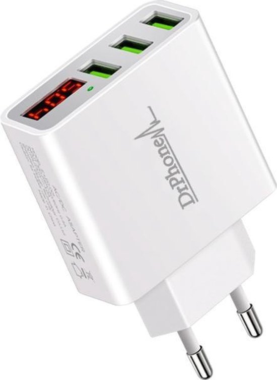 Slot september wetenschappelijk DrPhone - Thuislader 3 poorten USB-oplader - WIT - 2.4A Smart Fast Charge  Lader met... | bol.com