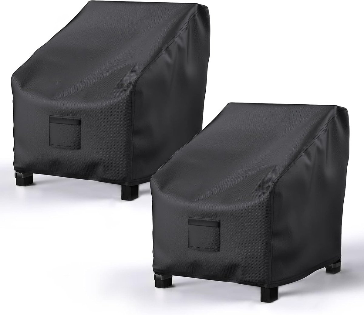 Waterdichte hoezen voor tuinstoelen, 2-pack, Stoelhoezen, Zonwerende bankhoezen, hoezen voor tuinstoelen, 210D heavy duty Oxford-stof, grote hoes voor loungestoelen, diepe zitting, zwart, B 96.52 x D 78.74 x H 73.66 cm - Cyslmuk®
