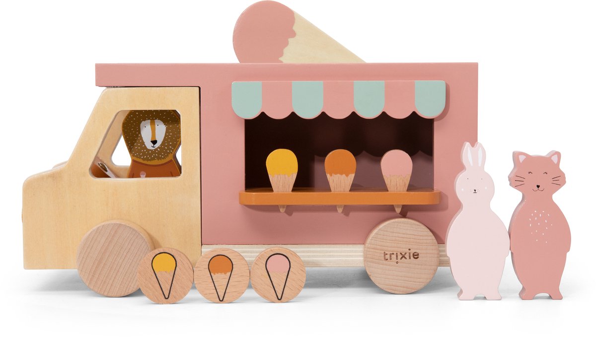 Trixie Houten Ijskar - 3j+ - Met muntslot & Mr. Lion - FSC® Hout - Leuk als verjaardagscadeau