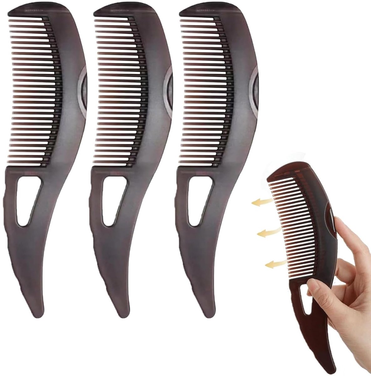 Verpakking van 3 anti-rooskammen, anti-rooskammen met energiemassage, anti-rooskam met handvat, haarkam, hoofdhuidkam, hoofdhuiddetoxkam, effectieve reiniging en hoofdhuidmassage voor mannen en vrouwen - Cyslmuk®