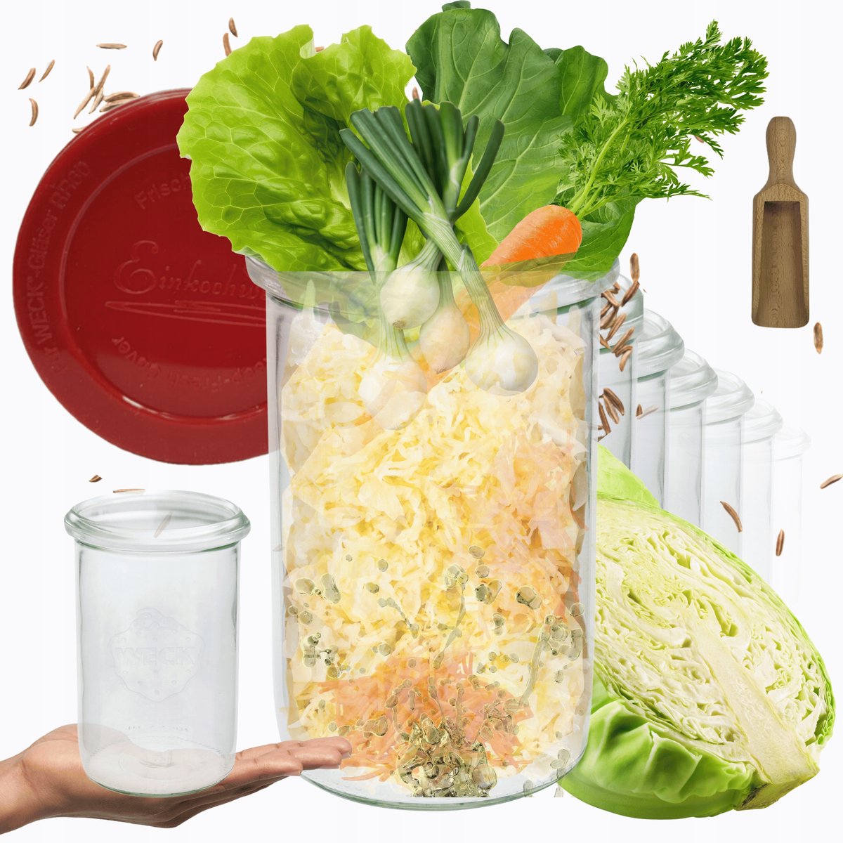 Weck Glazen Potten 1050ml met Siliconen Deksel & Maatbeker - 6 Stuks