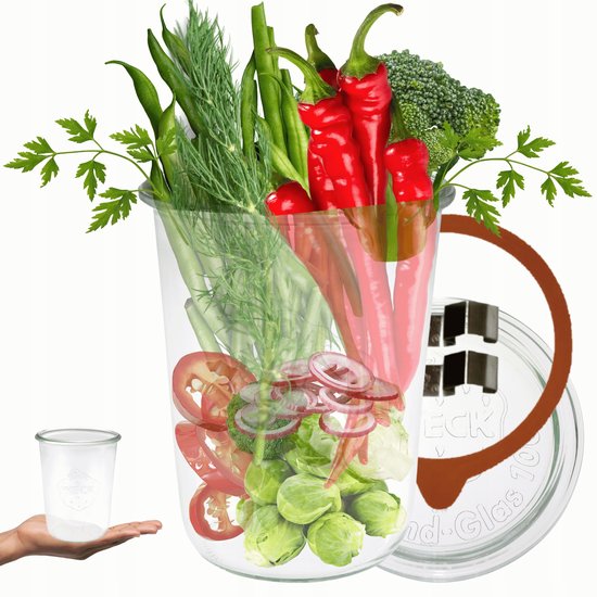 Weck Inblikken Kom 850ml Glas met Deksel, Rubber en Clips