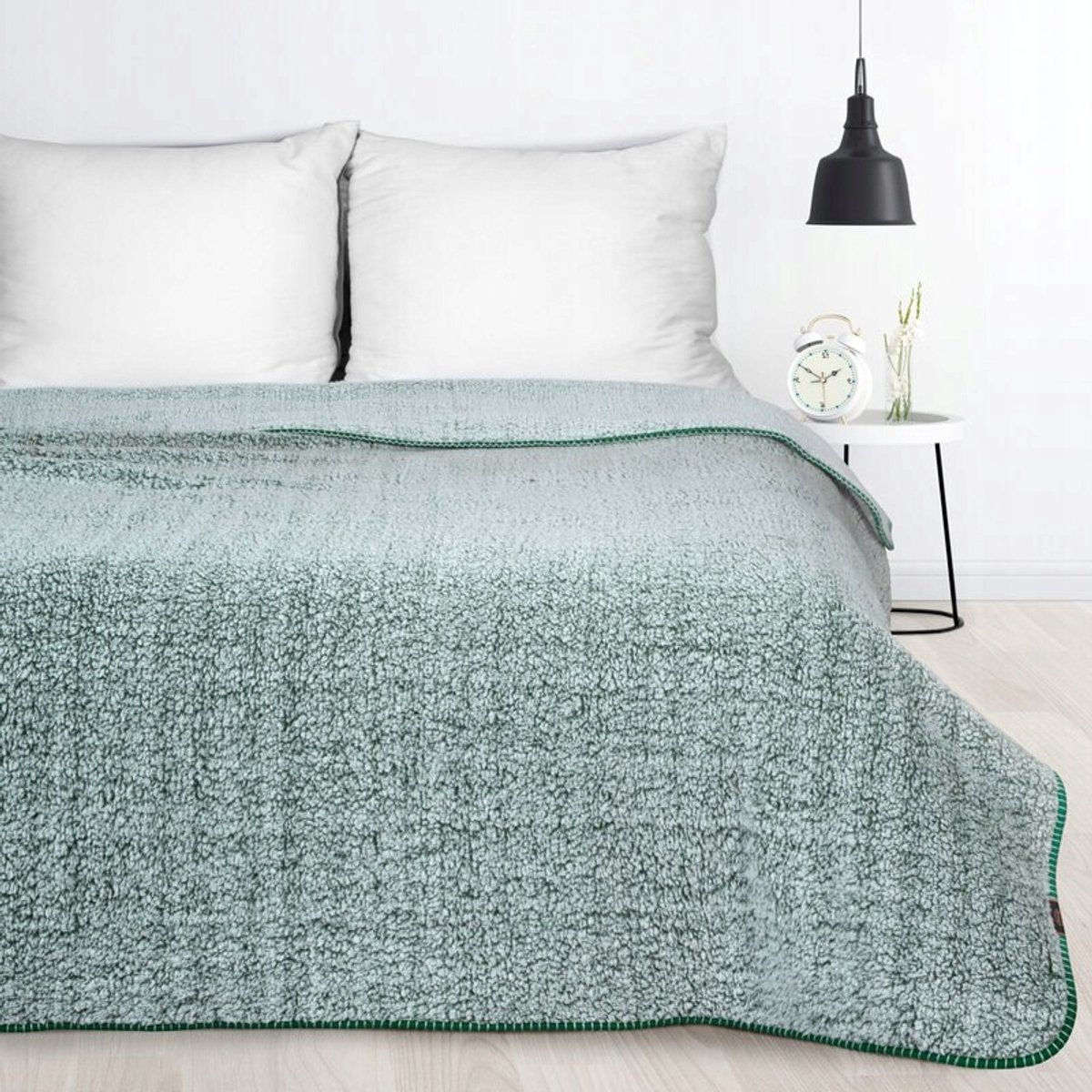 Eurofirany Sherpa Plaid Groen/Wit 170x210cm - Zacht & Warm