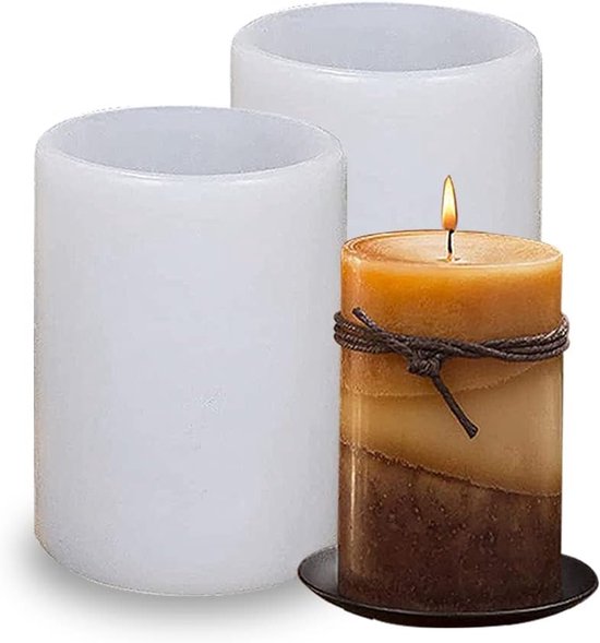Moule à bougie Sander Shop en 2 pièces, moule en silicone rond, moule en silicone pour bougies, moule en silicone DIY, pour la fabrication de bougies, de savons artisanaux, d'objets décoratifs, moule cylindrique, bougies parfumées 10,3 x 6,5 cm