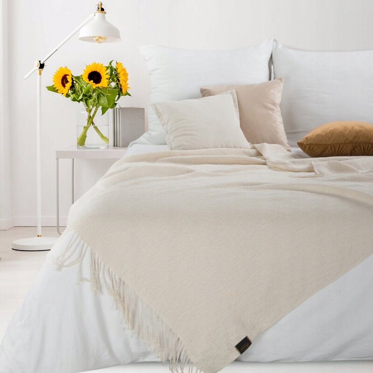 Zachte Plaid Deken Eurofirany Krem 150x180 cm met Franjes