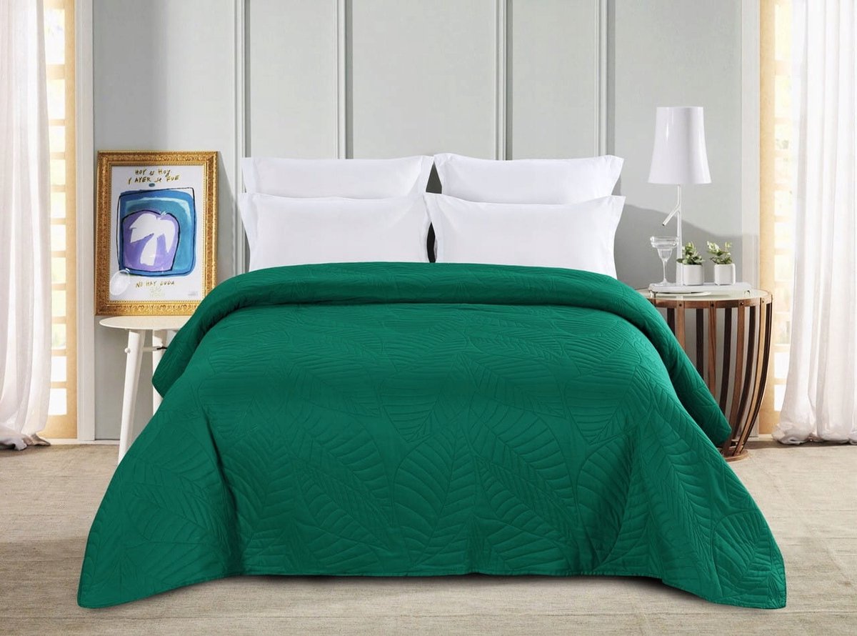 Gewatteerde Dubbelzijdige Plaid 220x240cm - Flesgroen
