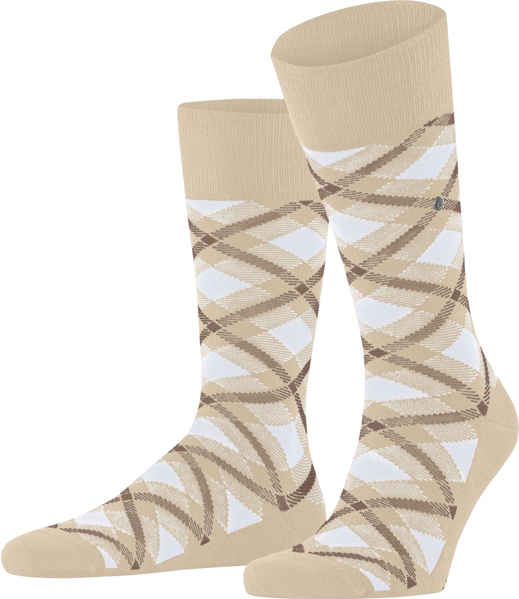 Burlington Tartan gedessineerd katoen sokken heren beige - maat 40-46