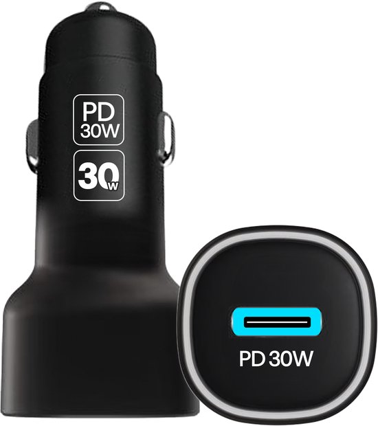 Xssive - Autolader USB C 30W - Snellader Power Delivery (PD) - Auto Oplader 12V/24V - Compact - Sigarettenaansteker USB