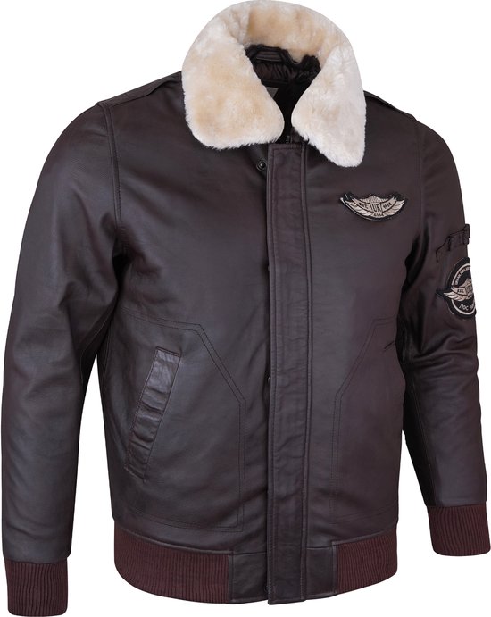 Veste Pilot en cuir d'agneau véritable marron Urban 5884 -2XL