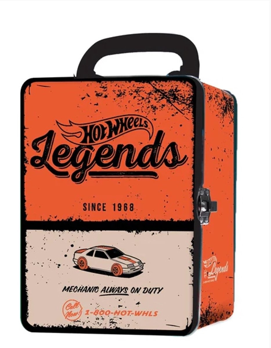 Hot Wheels Blikken Verzamelaar Vintage Oranje - Opslag voor 18 auto's