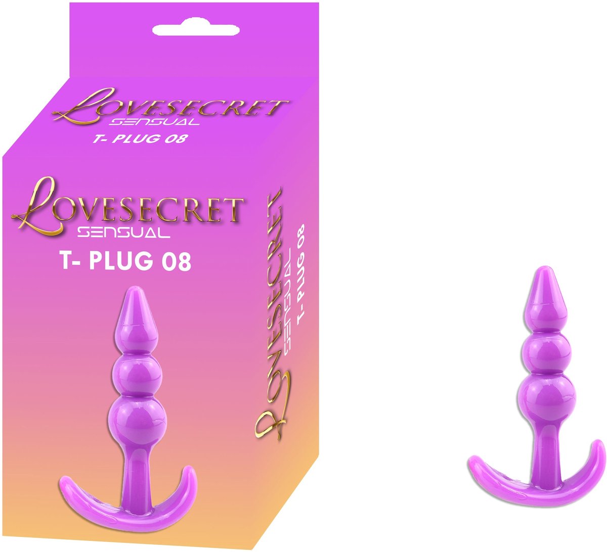 Lovesecret Sensual LS17 T-Plug 08 Paars – Anal Plug – 9,3 cm – Zachte & Veilige TPE – Voor Beginners – T-vormige Basis