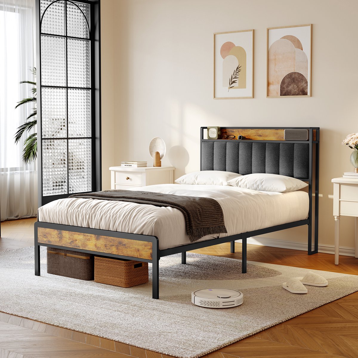 Xbro Gestoffeerd Bed 120 x 200 cm - Tweepersoonsbed met 35 cm Opbergruimte - Donkergrijs — cadeau in Cadeau-ideeën - foto 5