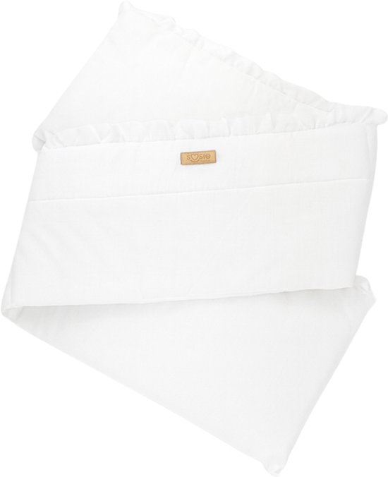 Tour de lit Soosie – Collection FRILL – Wit – 180×32 cm – avec volants décoratifs – coton respirant – avec rubans