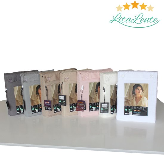 Housse de couette gaufrée – LitaLente Taupe – 100 % Katoen – Luxe et respirante – Comprend 2 Taies d'oreiller 60 x 70 cm – Qualité hôtelière – Infroissable et résistante – Convient aux Dekbed de 200 x 220 cm