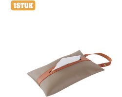1 stuk - Tissuehouder - Tweekleurige tissuebox - Wandmontage - Multifunctioneel opbergzakje - Geschikt voor opslag in de auto en thuis - bruin
