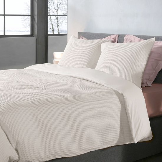 Wafel Dekbedovertrek - LitaLente Crème - 100% Katoen - 200x220 cm - Luxe & Ademend - Inclusief 2 Kussenslopen 60x70 cm - Hotelkwaliteit - Krimpvrij & Duurzaam - Geschikt voor Dekbed 200x220 cm van LitaLente — afbeelding 4