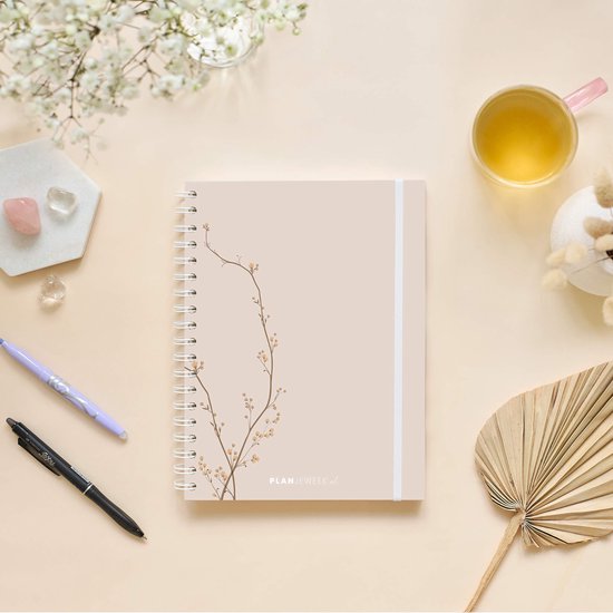 Planjeweek.nl | Prikkelarme A5+ weekplanner Bloesem planboek / werkboek / prikkelplanner / werkplanner met ringband - jouw rustige weekoverzicht + maandoverzicht | Planner ideaal bij ADHD en burn-out | Plan jouw tijd & energie per kwartier!