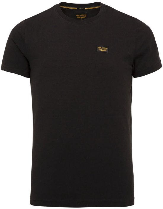 T-shirt noir PME Legend pour homme avec écusson logo doré sur la poitrine.