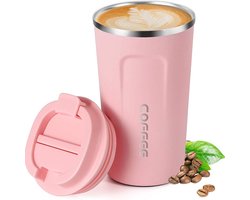 Ongeveer 300 g roestvrijstalen vacuüm geïsoleerde beker - Lekvrije koffiebeker voor onderweg met deksel - Isolatie koffiebeker/ijskoffie, thee en bier (roze)