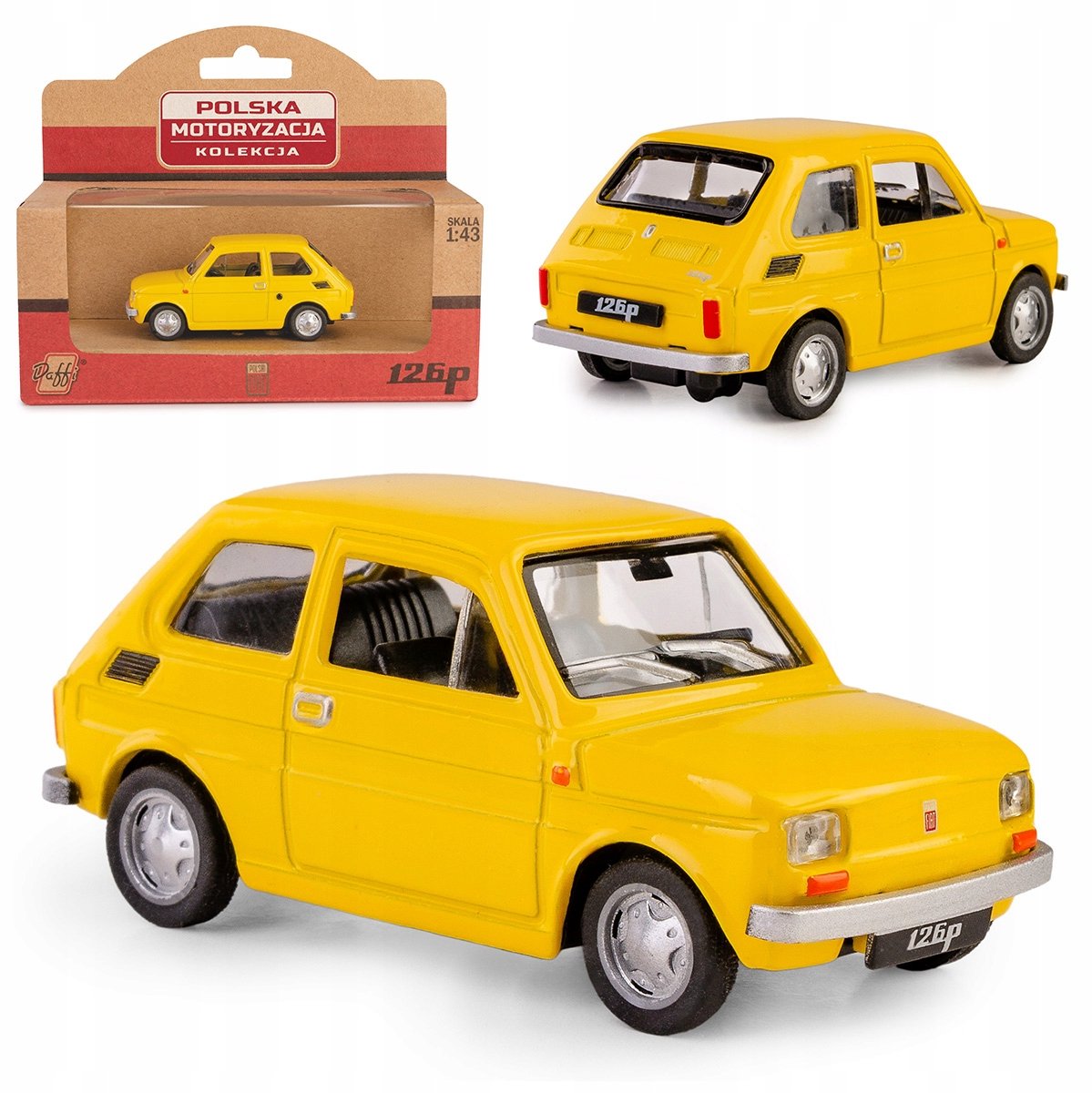 Fiat 126p Maluch Modelauto 1:43 Geel DAFFI PRL Collectie