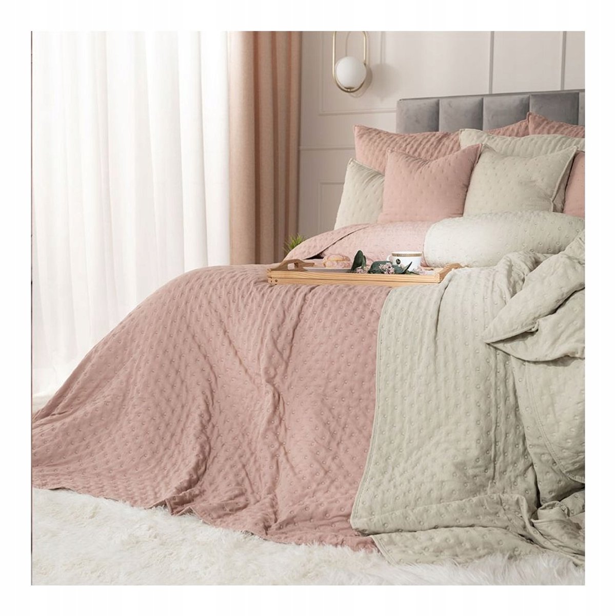 Decoratieve Bedsprei 170x210 cm Kremova Plaid voor Bank NULES