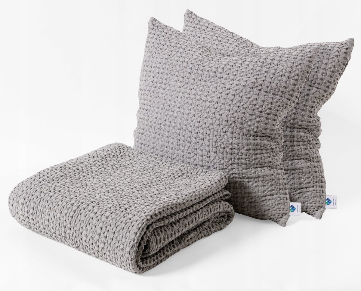 Vital Home Katoenen Bedsprei 180x300 cm Grijs - Ademend & Onderhoudsvriendelijk
