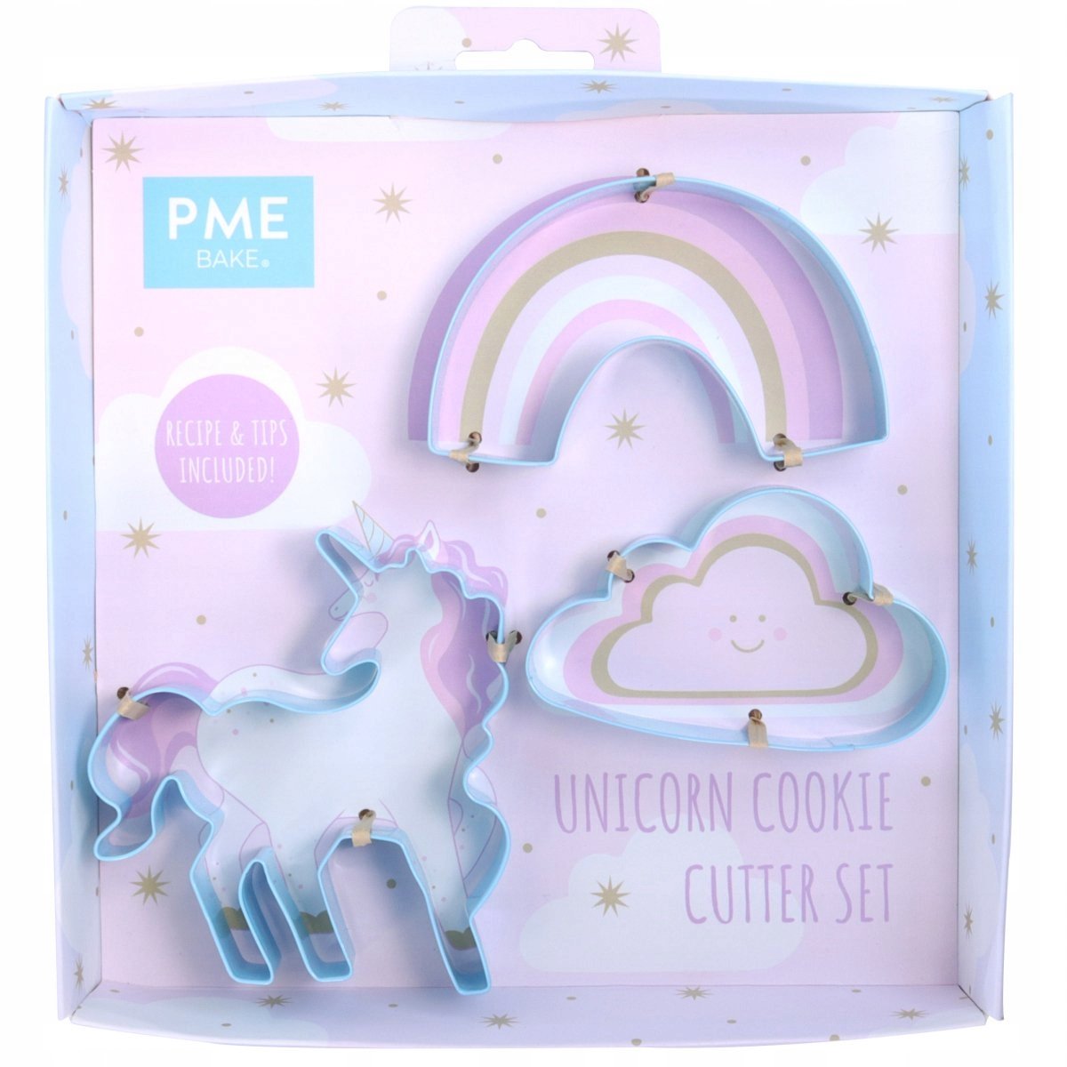 Unicorn Regenboog Wolk Koekjesvormpjes Set - 3 Stuks Metaal