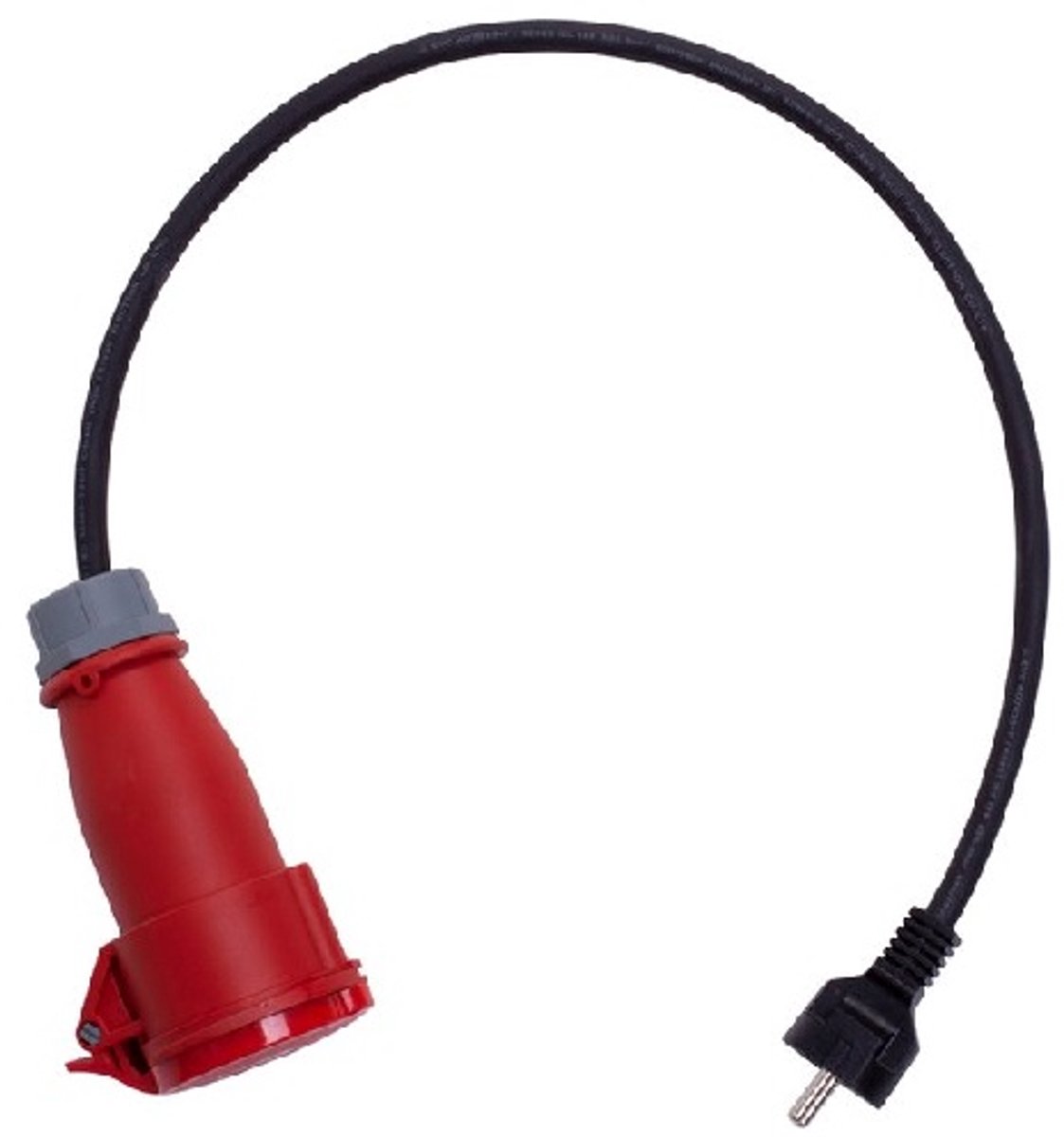 32A CEE verloopstekker rood 5 polig naar EU (Schuko) stopcontact (1 meter)