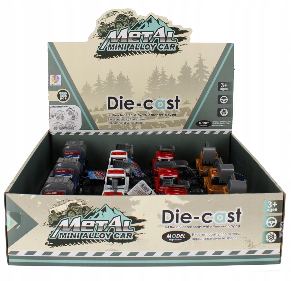 Metal Vrachtwagen Speelgoed 12cm met Pull & Back Functie